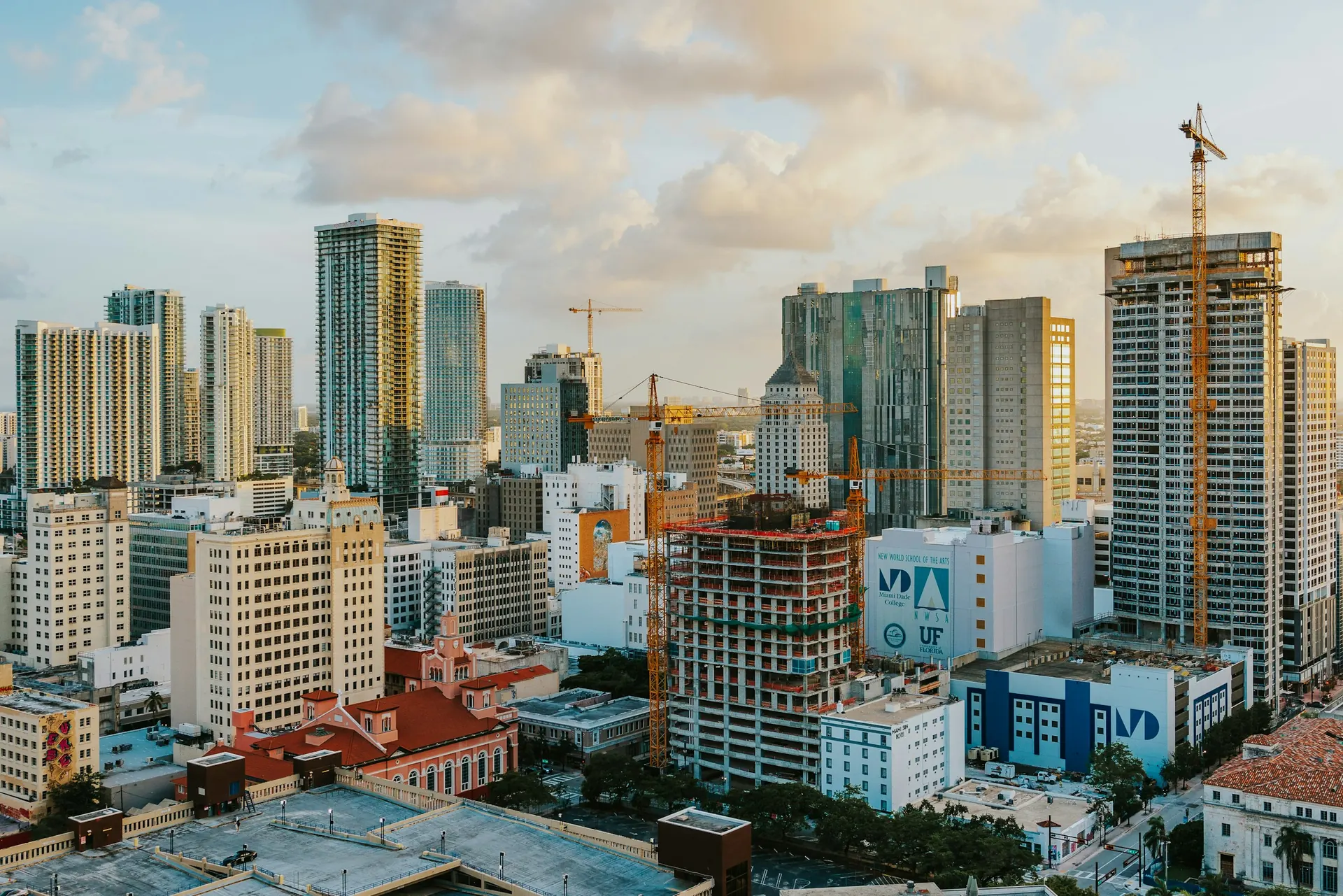 Downtown Miami skyline at golden hour